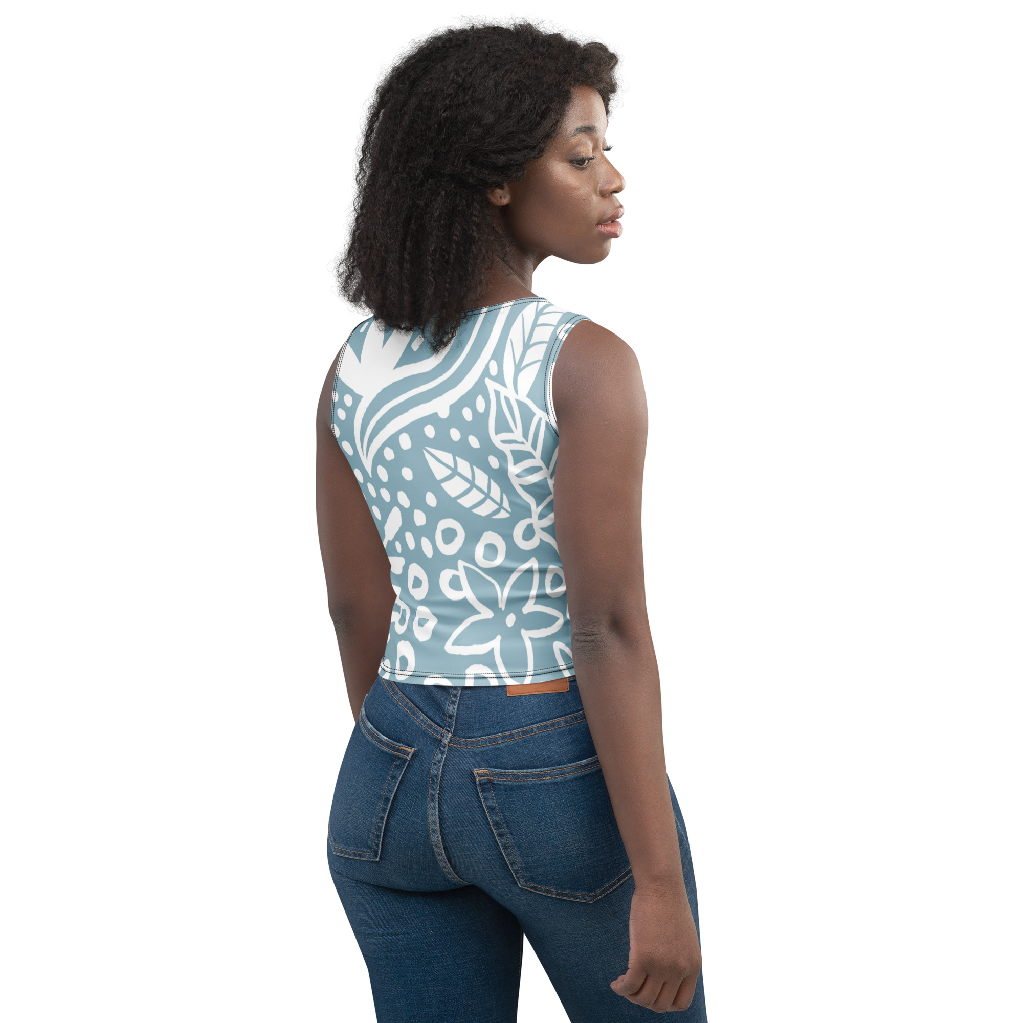 Blue White Crop Top Women - Image 13