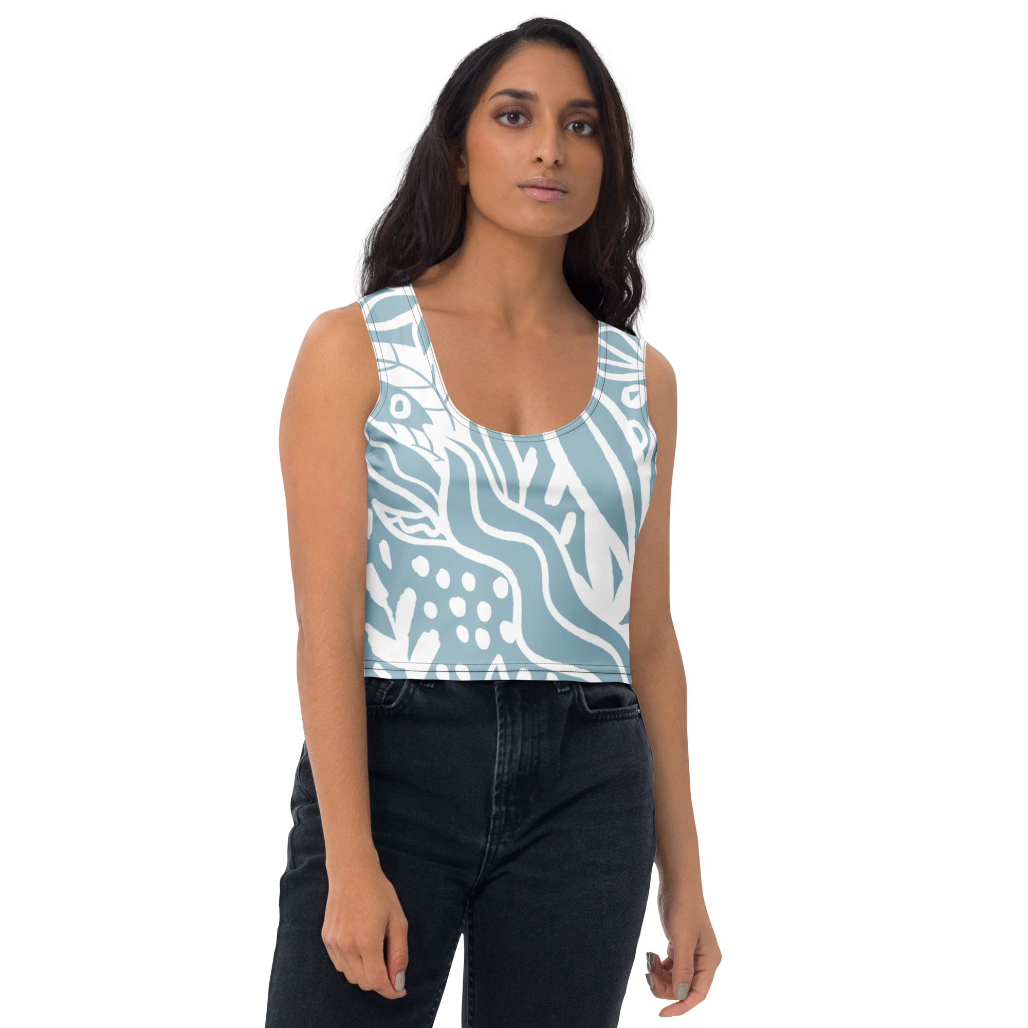 Blue White Crop Top Women - Image 10
