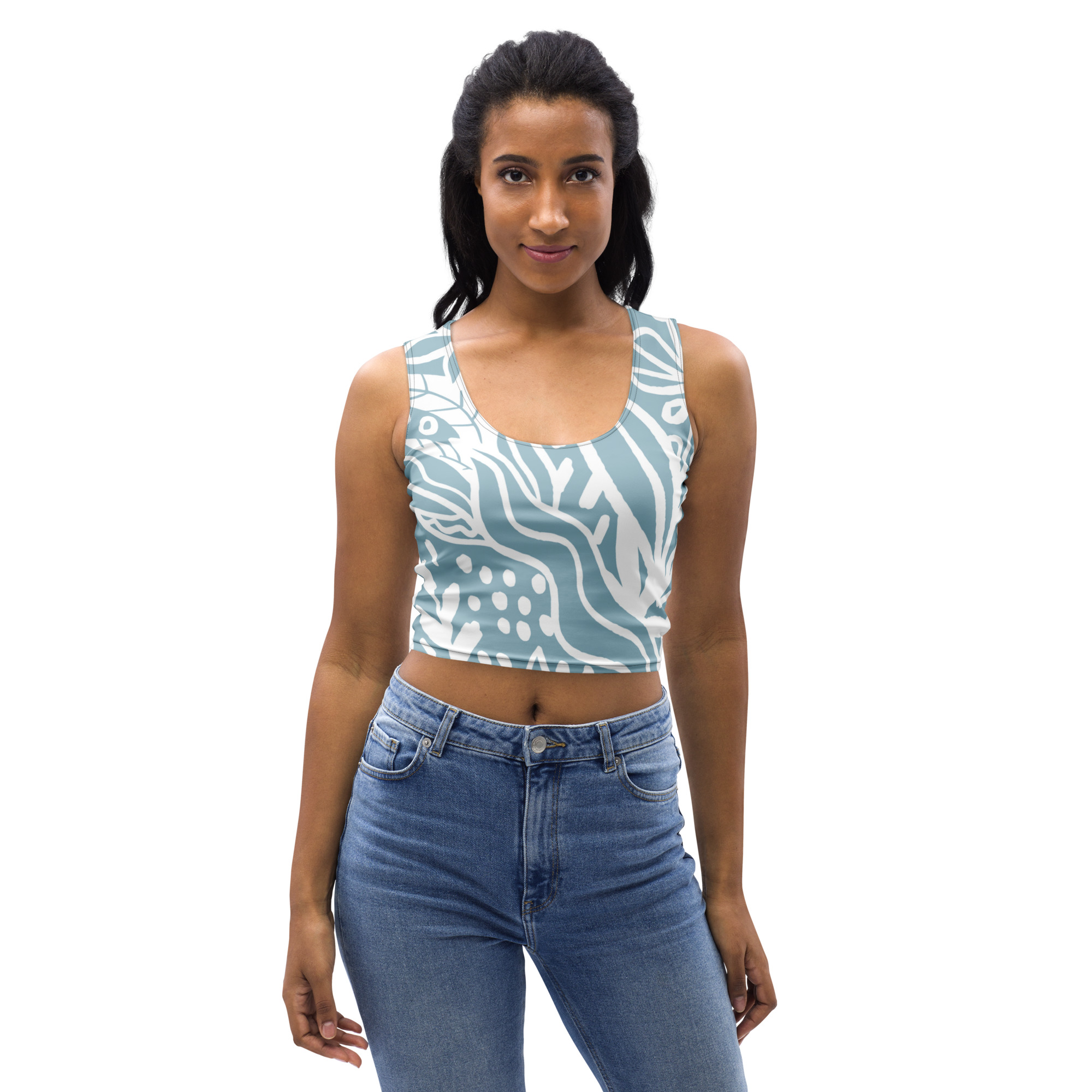 Blue White Crop Top Women - Image 15