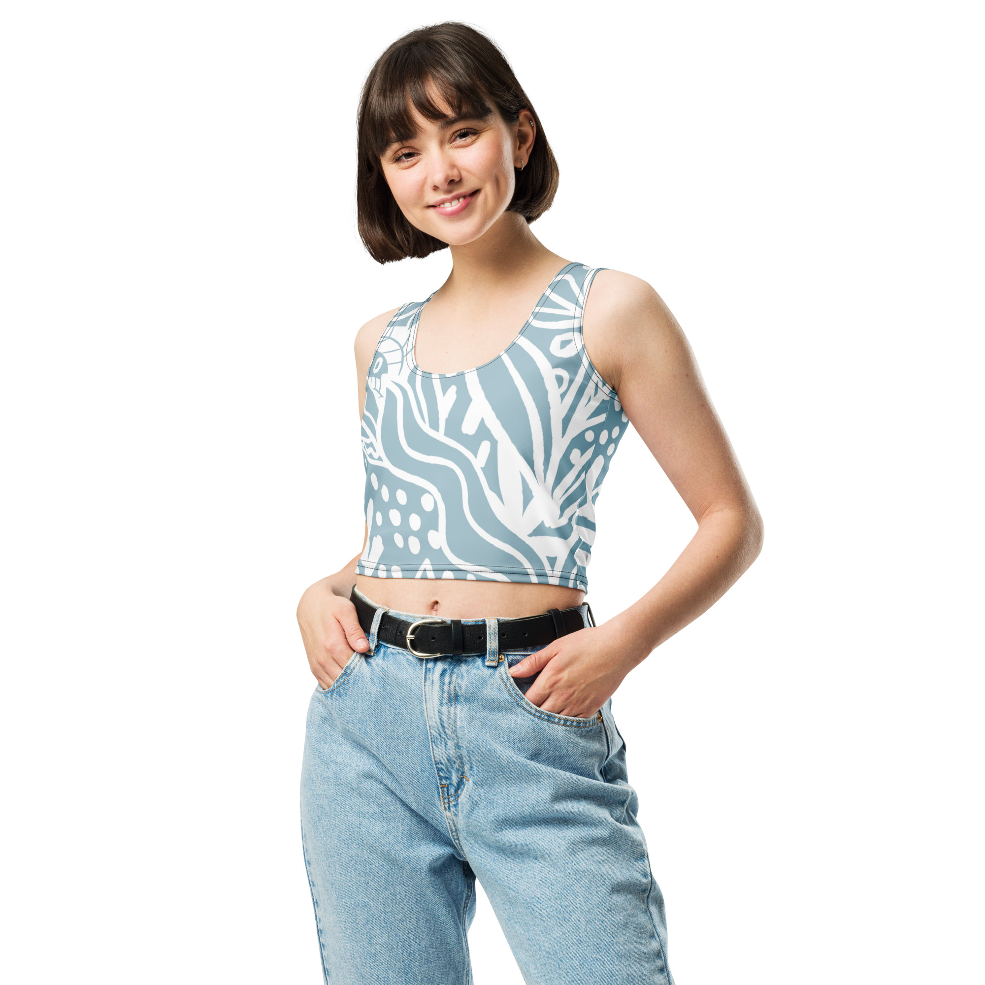 Blue White Crop Top Women - Image 18