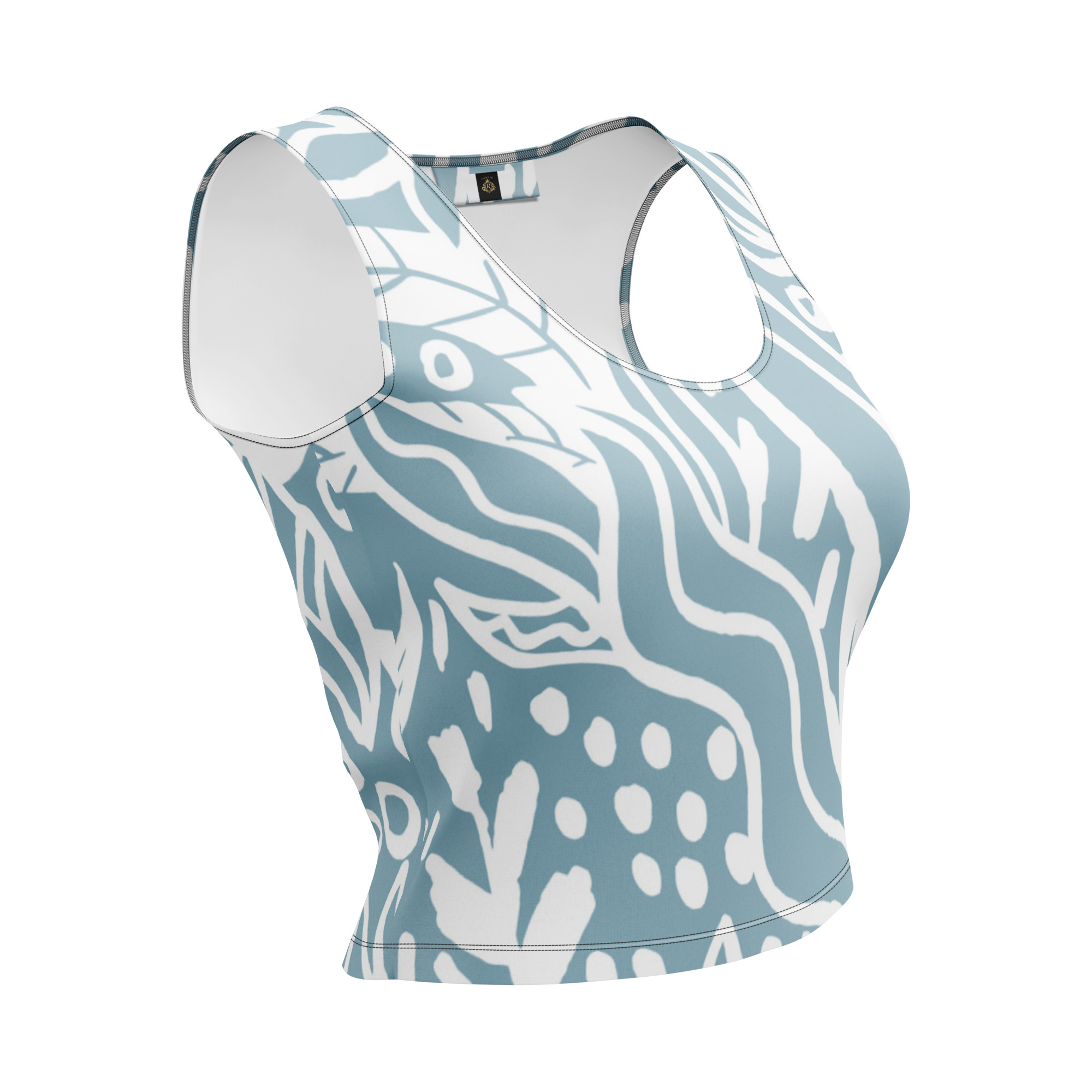 Blue White Crop Top Women