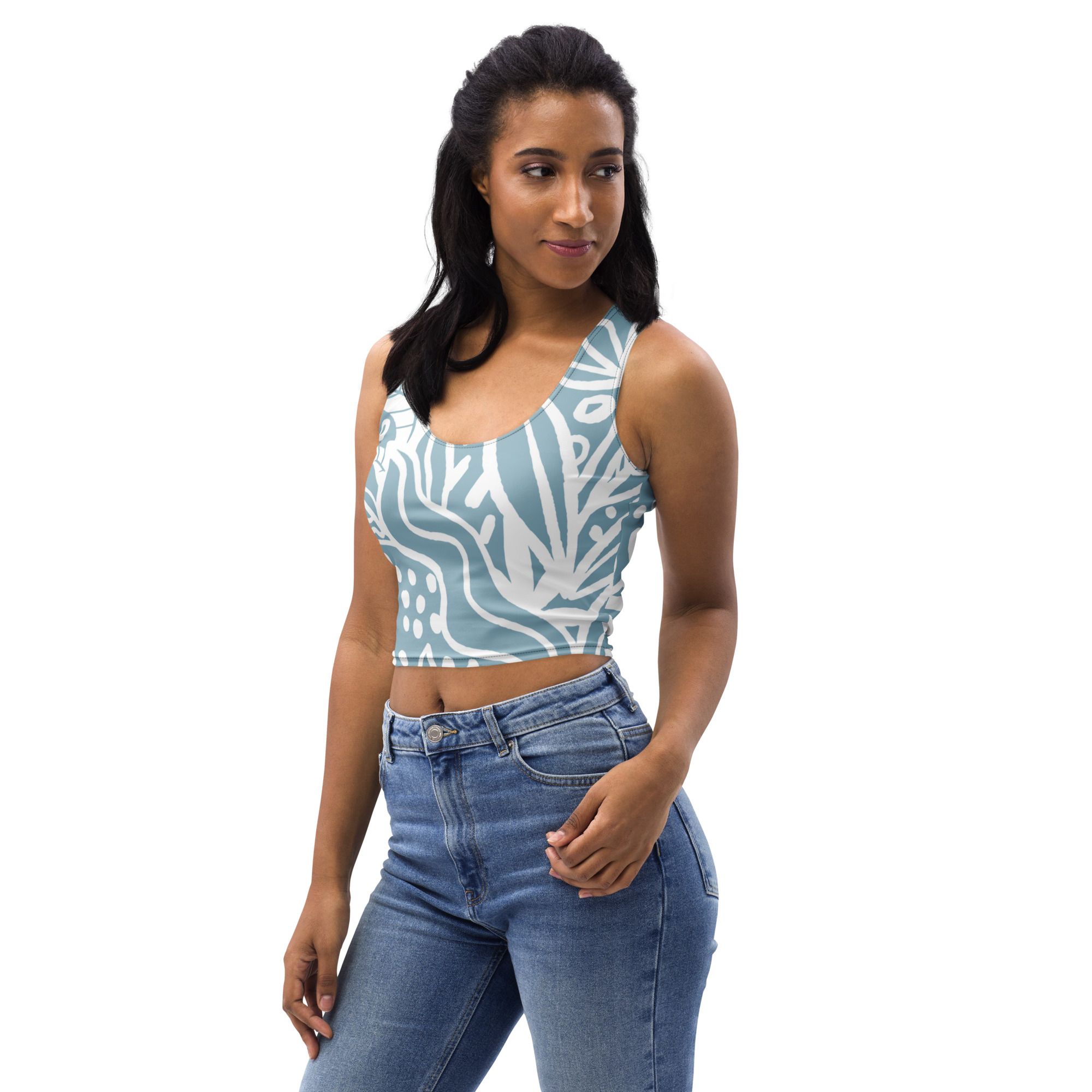 Blue White Crop Top Women - Image 17