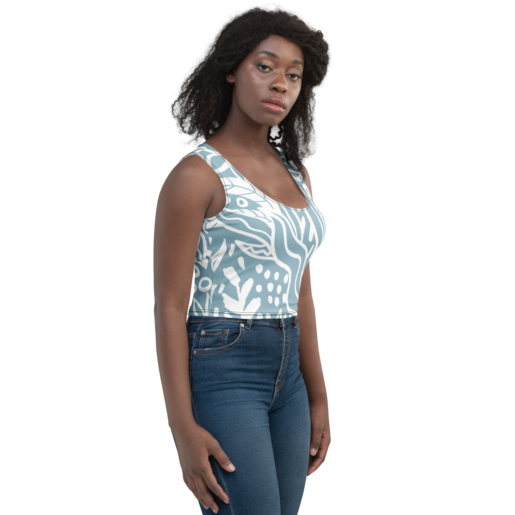 Blue White Crop Top Women - Image 14