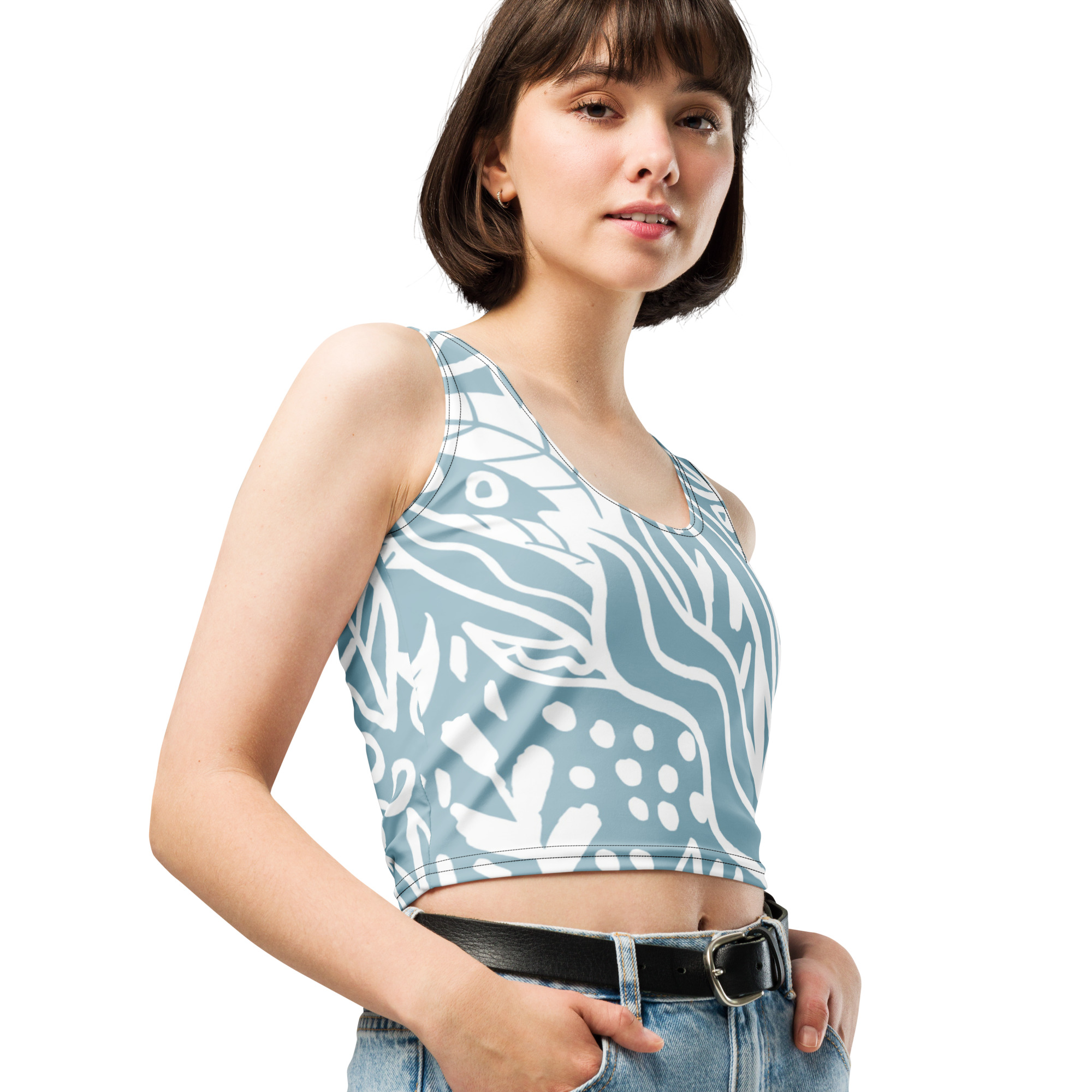 Blue White Crop Top Women - Image 20