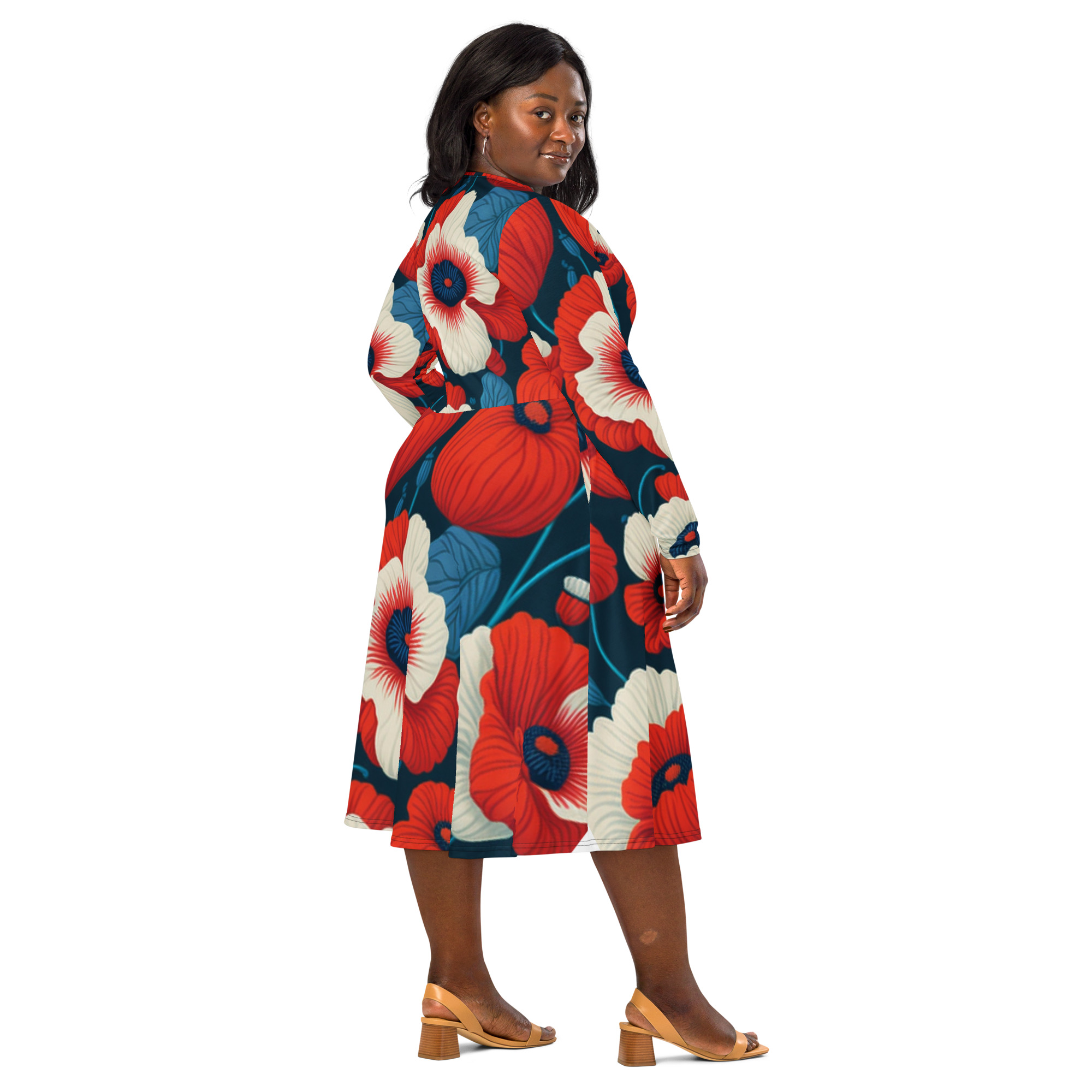 All-over print long sleeve midi dress - Image 6