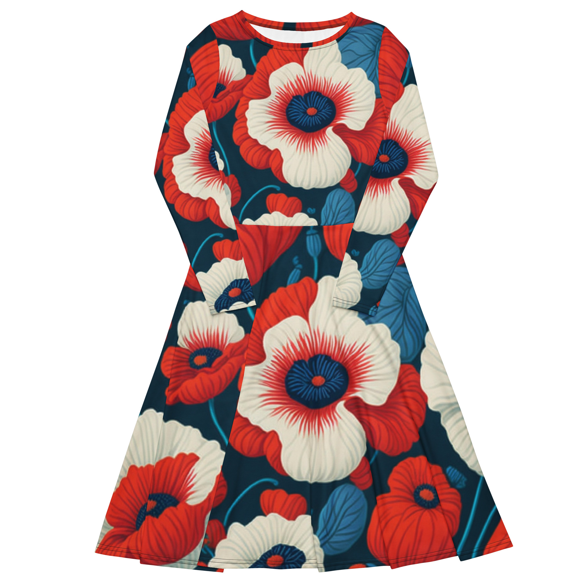 All-over print long sleeve midi dress - Image 13