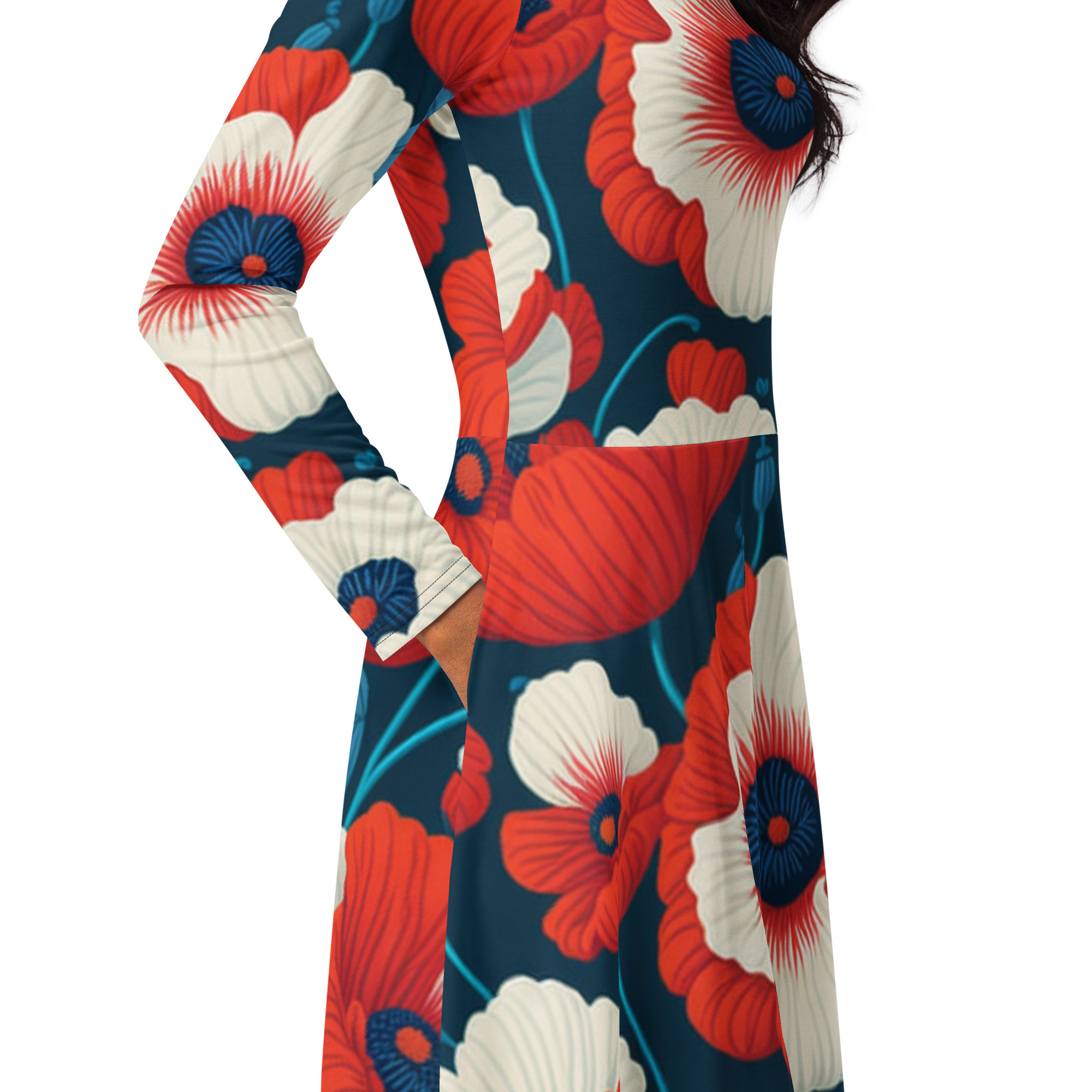 All-over print long sleeve midi dress - Image 10