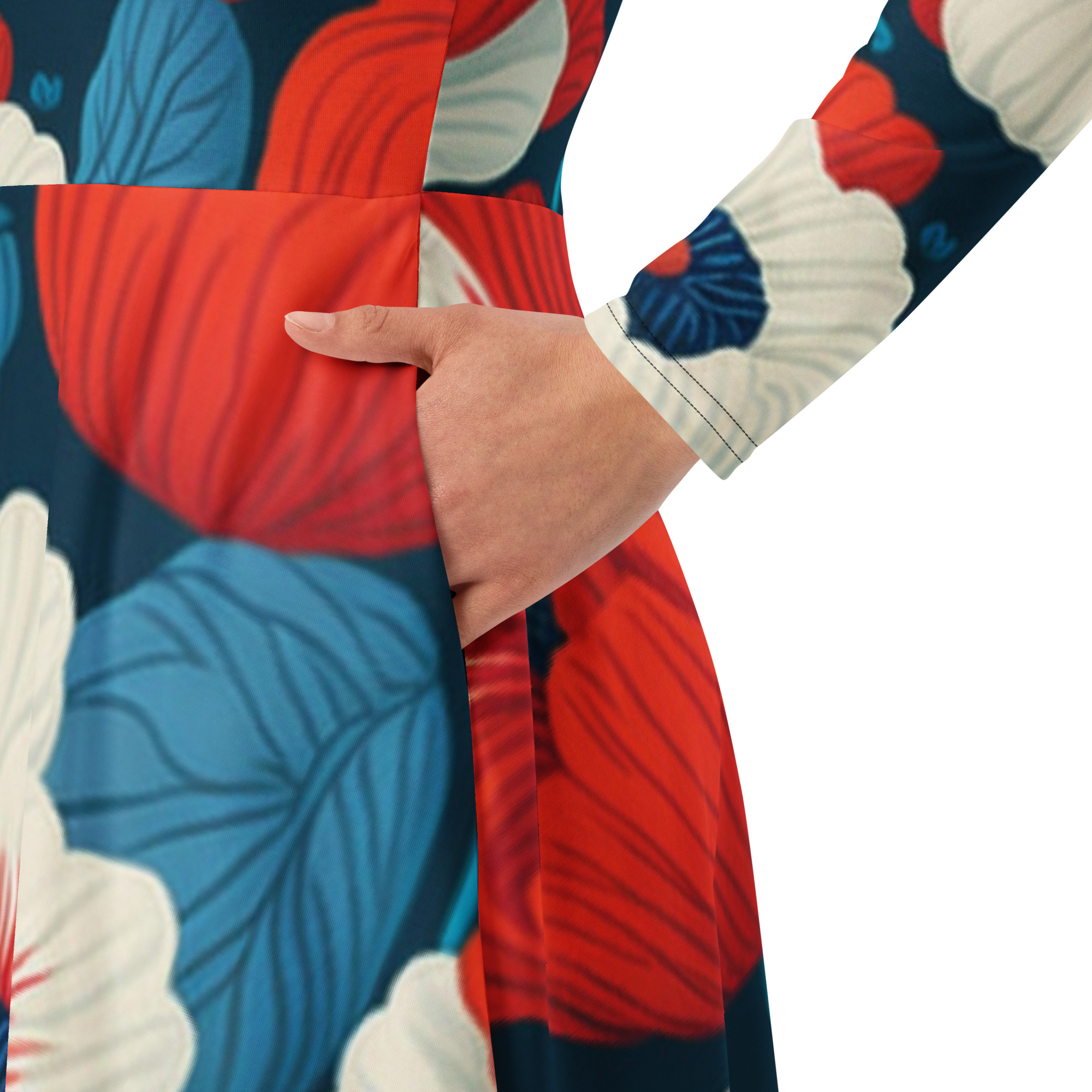 All-over print long sleeve midi dress - Image 8