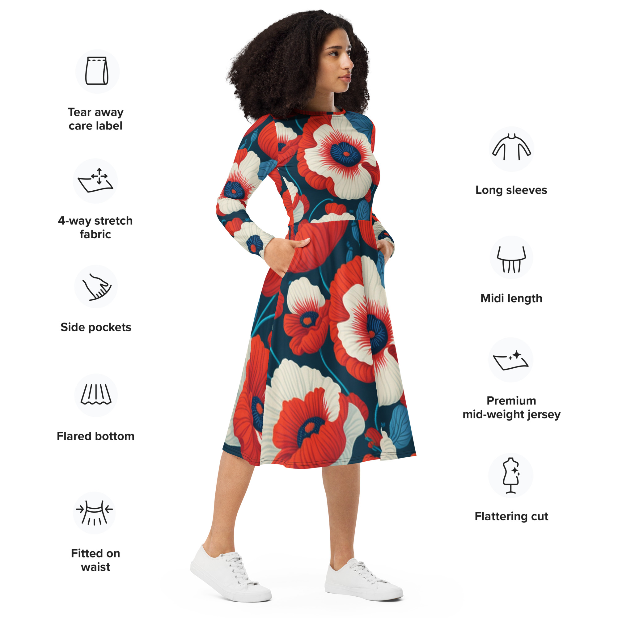 All-over print long sleeve midi dress - Image 11