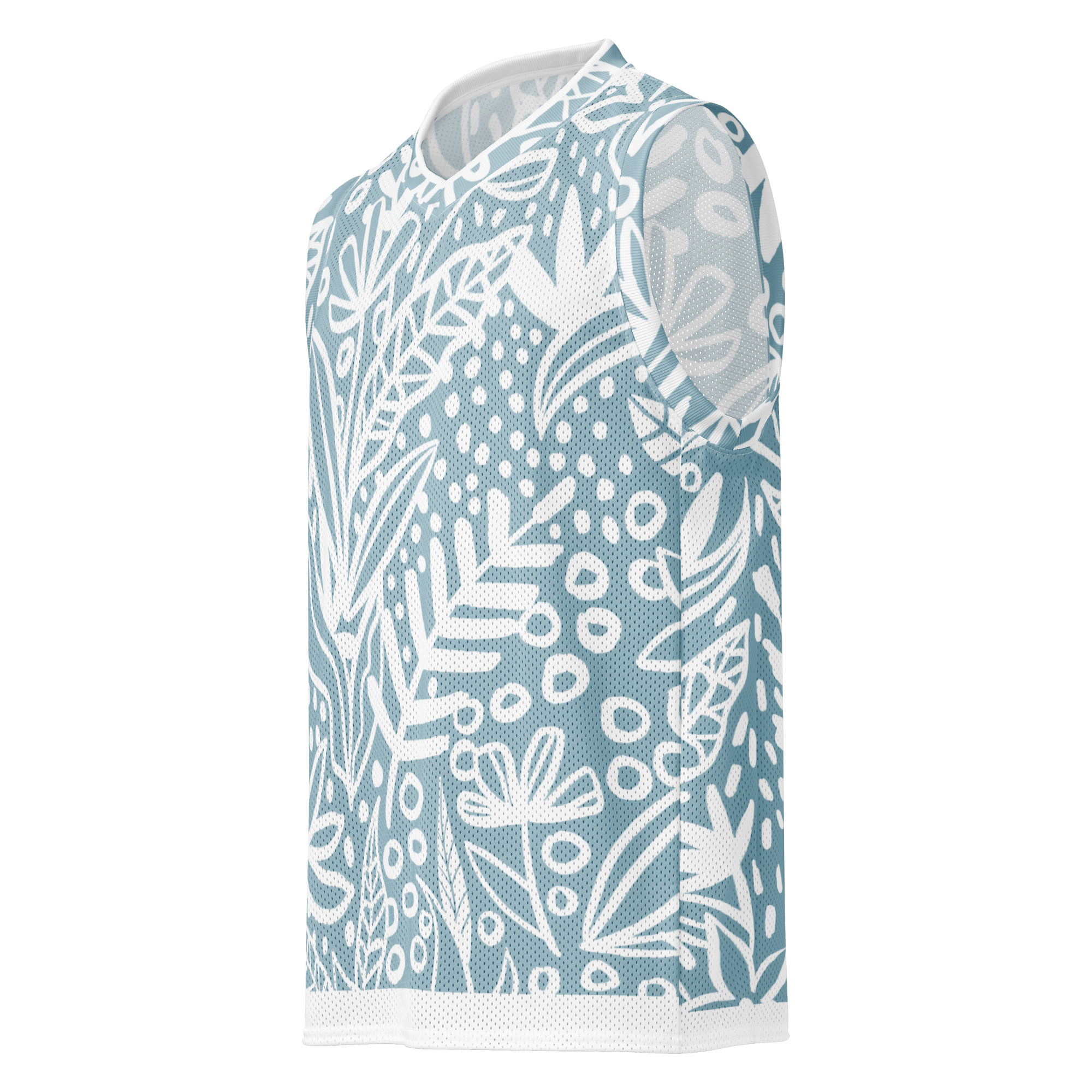 Blue White Leaf Pattern Premium Jersey