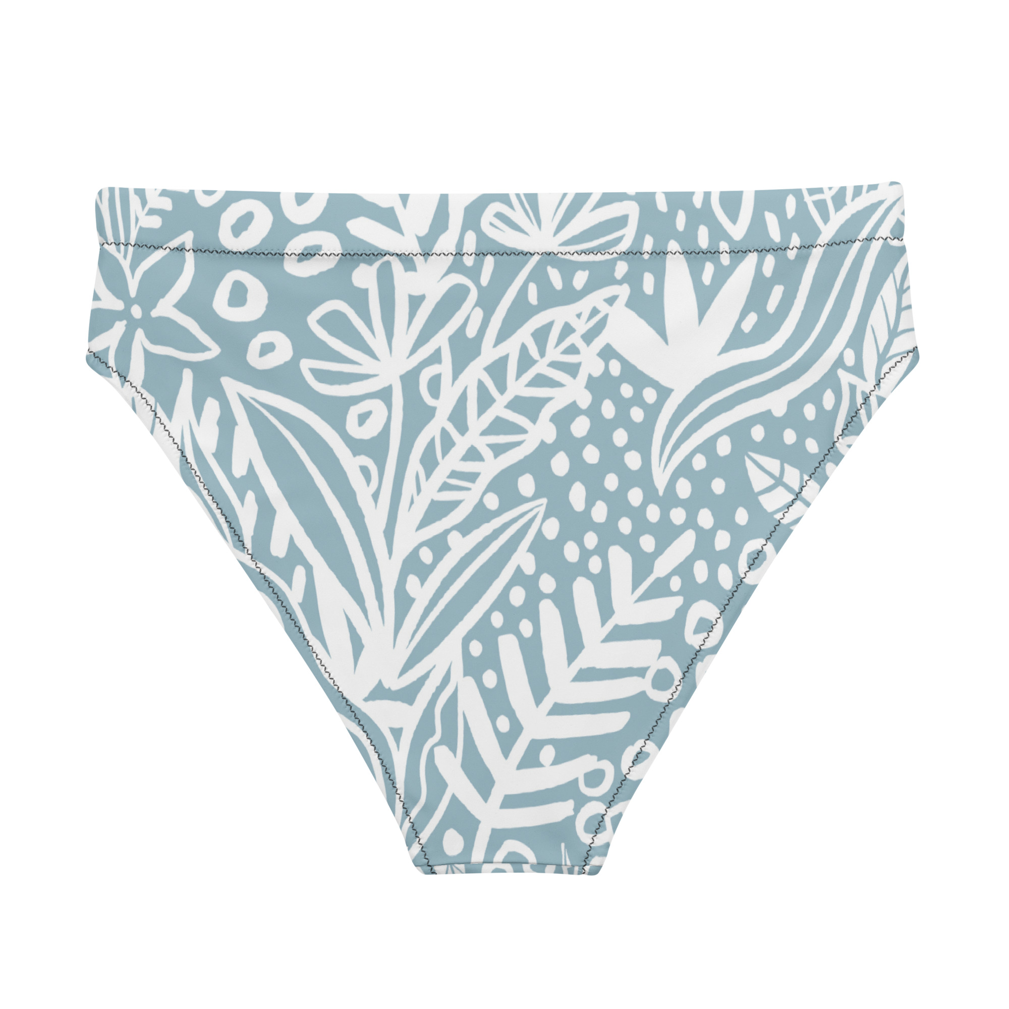 Blue White Leaf Bikini Bottom - Image 2