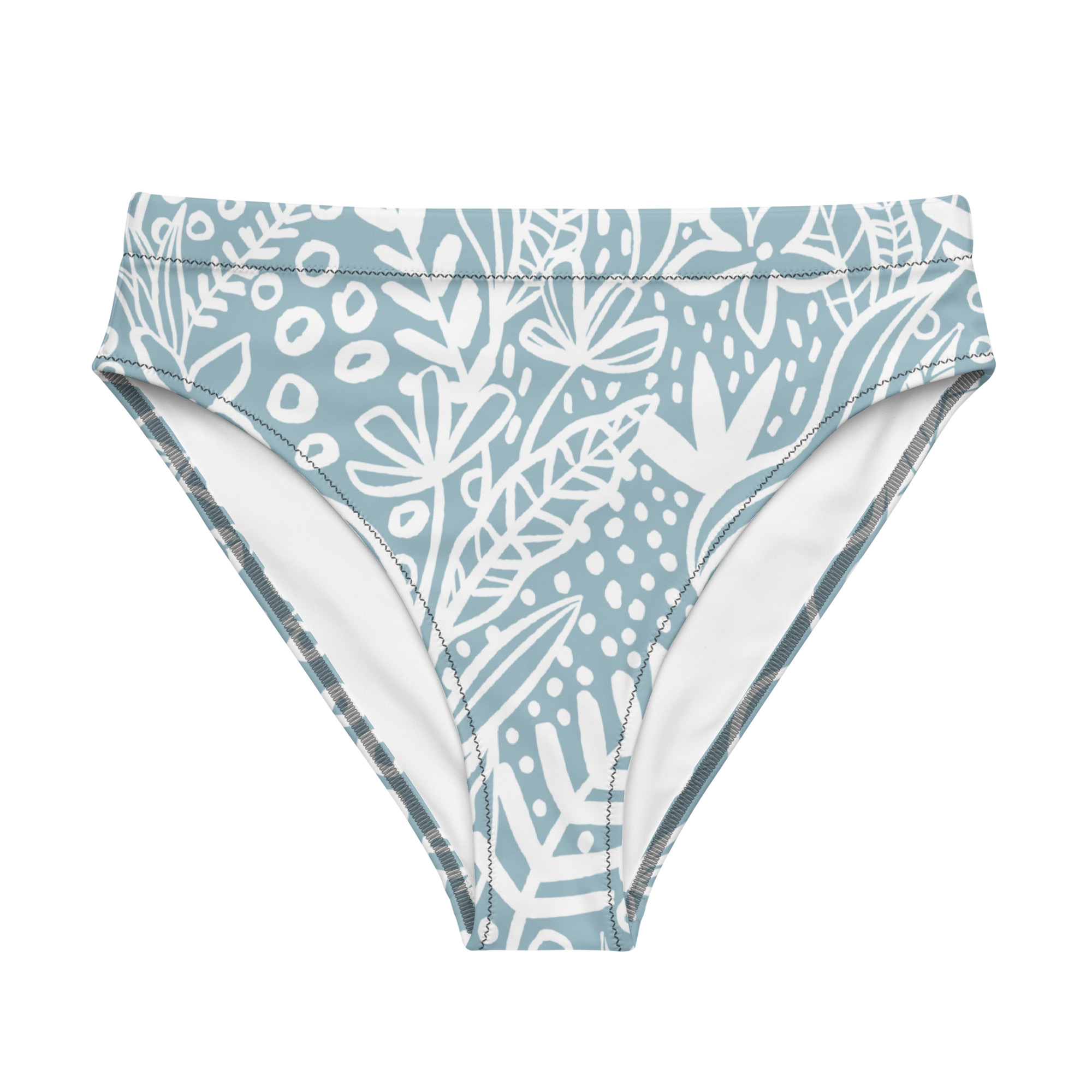 Blue White Leaf Bikini Bottom